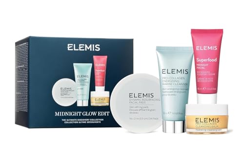 ELEMIS Midnight Glow Skincare Gift Set for Women – Travel Size Face Care Essentials for Radiance & Hydration – Luxury Self-Care & Birthday Gift for Women