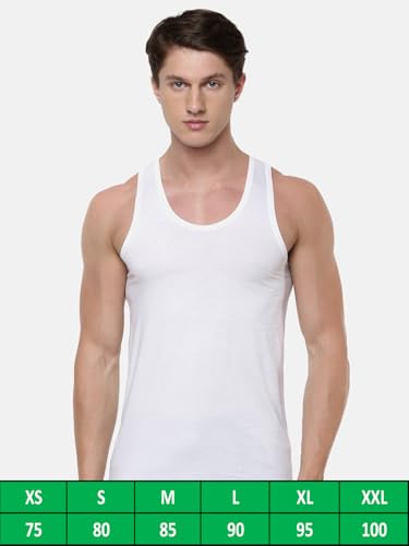 Image of RAMRAJ COTTON Round Neck Sleeveless Vest |Inner Wear Banian|White Soft Cotton|Quick Moisture Absorbant