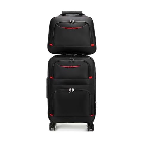 feilario 20in 2 Piece Softside Business Luggage Sets Waterproof Carry On Luggage Suitcase with Double Spinner Wheels - Black Cover