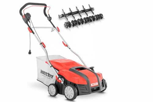 HECHT brandneuer 2 in 1 elektro Vertikutierer - Vertikutierer Elektro für einen schönen grünen saftigen Rasen – Starke 1800 Watt mit Lüfter- und Messerwalze - großzügiger 55l Auffangsack – elektrisch