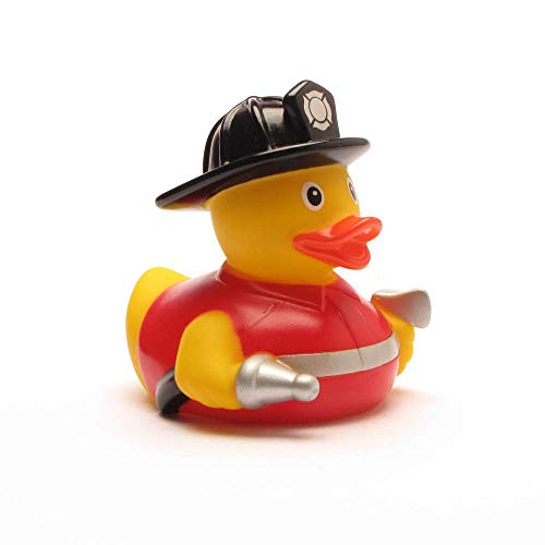 Duckshop I Badeente Feuerwehr I Quietscheente I Quietscheentchen L: 7,5 cm I Geschenk für Einsatzkräfte I Präsent Sammler