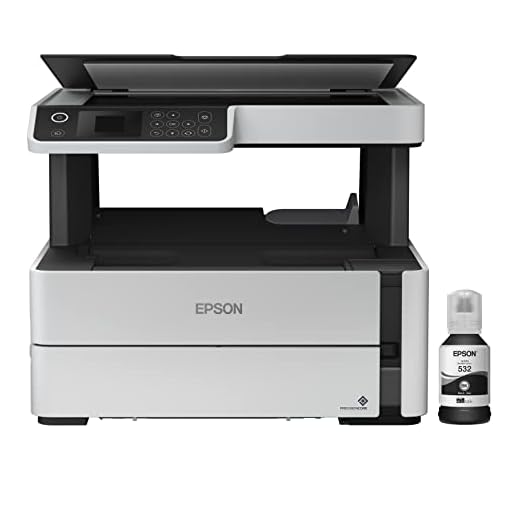 Epson EcoTank ET-M2170 Impressora Supertank monocromática sem fio All-in-One com Ethernet PLUS 2 anos de tinta ilimitada*, branca