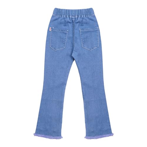 Girls Flare Denim Pants Ruffle Bell-Bottoms Stretch Trousers Distressed Ripped Jeans Bootcut 2-13 Years3