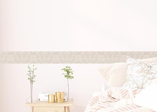 AG Design Selbstklebende Bordüre Beiges Pfauenmosaik, AWB 8464 | Wasserfest Dekoration für Wände, Möbel, Tapeten, Wandverkleidungen und Türen, Folie | Breite 500 cm x Höhe 13.8 cm