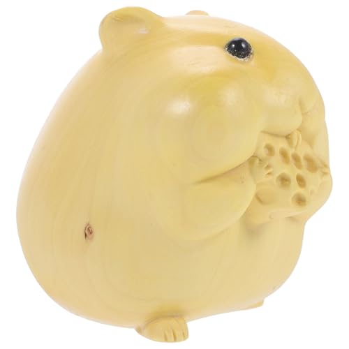 FONDOTIN ?木手把 ハムスター彫刻 ミニ動物置物 テーブル動物装飾 木製クラフト かわいいデスク飾り 多用途オーナメント