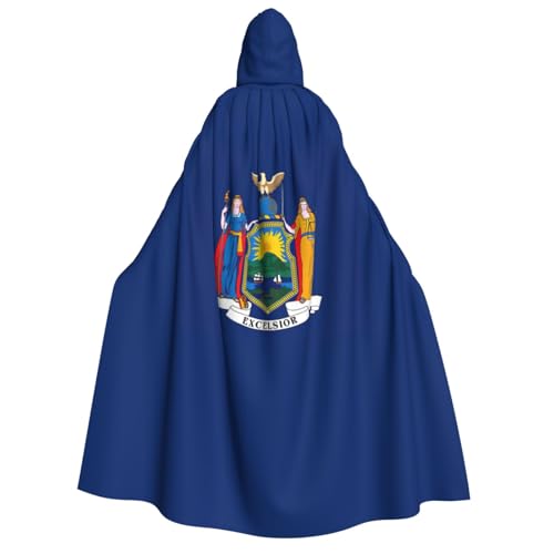 Cape à capuche drapeau New York de 190 cm unisexe pour adulte
