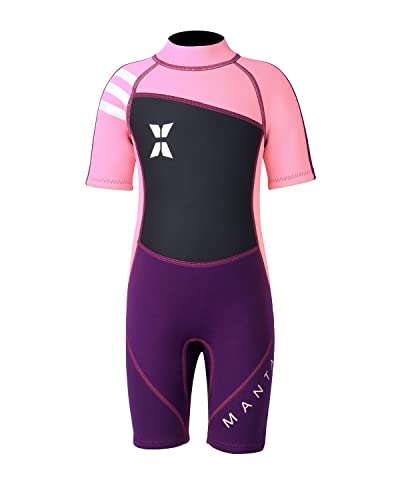 Gogokids Bañador de Neopreno para Niños Niñas - Traje de Baño Manga Corta con Cremallera Trasera, Protección UV 2-10 Años