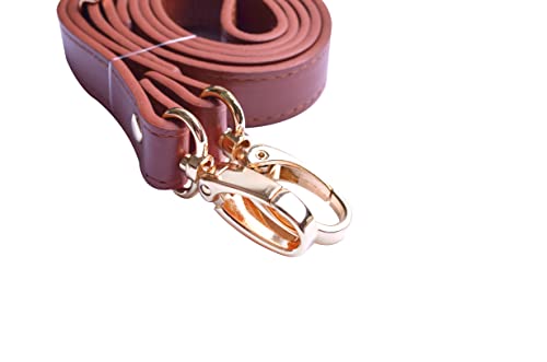 Wento 1Pcs 43''-49'' Pu Brown Leather Adjustable Bag Strap,Soft Leather Shoulder Straps,Replacement Cross Body Purse Straps,Handbag Bag Wallet Straps (Gold) #TOP1
