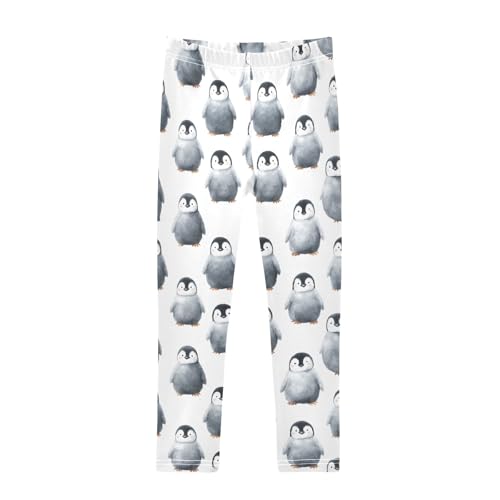 Girls' Athletic Leggings Ankle Length Yoga Dance Pants Kids Teen 4T Black Penguin