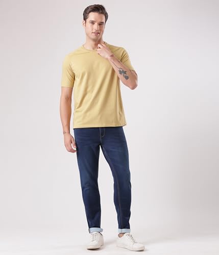 Image of TURMS Men's Cool Tech Jeans All Degree Anti Odor UV Protectant Travel Edition Mid Rise Denim Pants | Stretchable Comfort Cotton Rich
