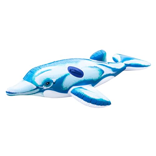 SWIMLINE Inflatable Ride-On Pool Float – Fun Raft for Pools, Beaches, and Summer Parties, Large 75", Dolphin, Blue