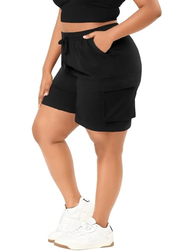 Eytino Womens Plus Size Hiking Cargo Shorts Lightweight Active Athletic Shorts Running Summer Shorts with Pockets(1X-5X)