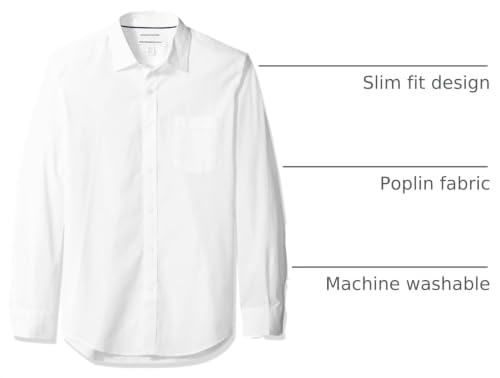 Image of Amazon Essentials Men's Regular-Fit Long-Sleeve Casual Poplin Shirt, Button Front, Business Casual, Collared