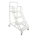 4 Steps Ladder with Wheels, 880 lbs Rolling Ladder with Platform Industrial & Warehouse Rolling Stairs with Stair Edge Protector, 39.4IN top Step Height