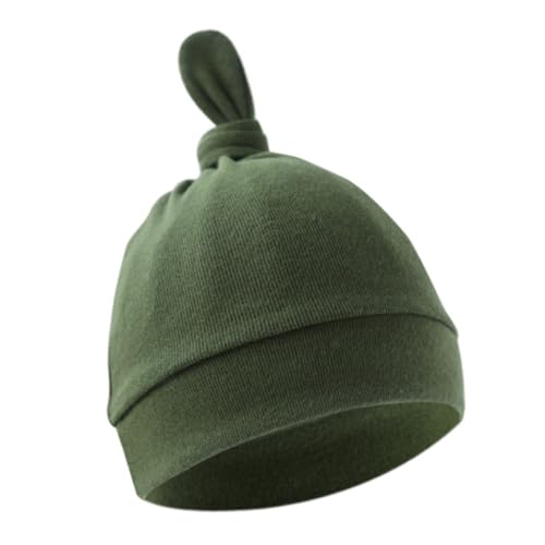 ffgguuiic Cotton Breathable Baby Bonnet Hat Soft Infants Earflap Bonnet Fetal Caps Comfortable Headwear for 0 to 6 Months Unisex Army Green