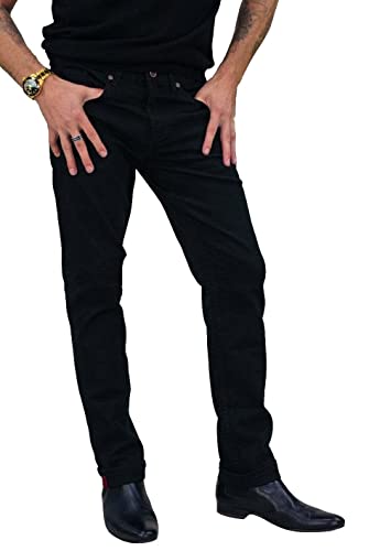 Jeans homme denim noir W38 court ajusté sans retouche Milano