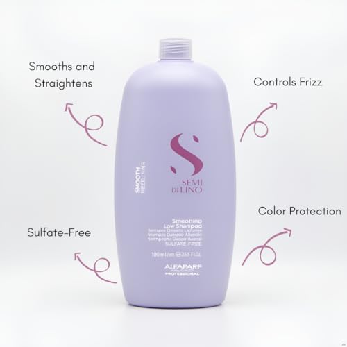 Image of Alfaparf Milano Semi Di Lino Smooth Low Shampoo for Frizzy and Rebel Hair - Sulfate Straightens Hydrates Smoothes Unruly Free Paraben Paraffin