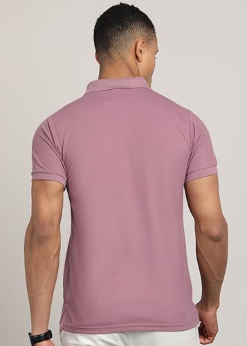 Image of INKKR Men Solid Polo Neck Cotton Blend Collar T-Shirt