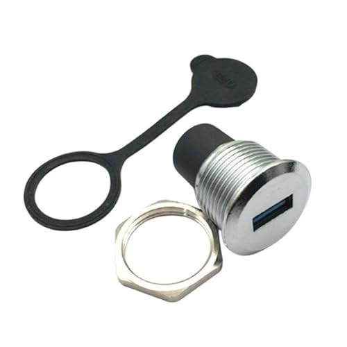 Oxtxuzdm Conector circular USB 3.0 hembra a prueba de polvo, compatible con dispositivos USB 2.0, carcasa de aleación de durabilidad a montaje en panel redondo