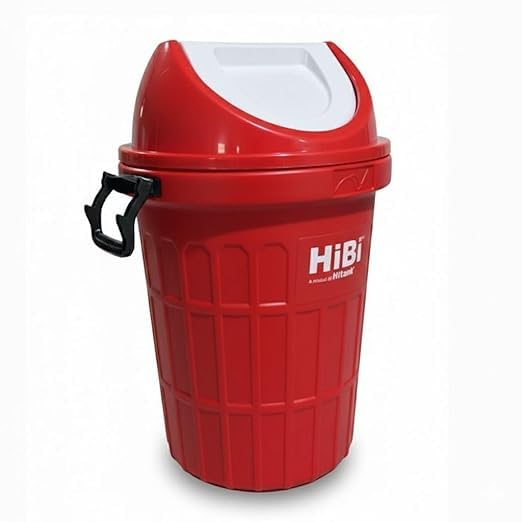 Image of HiBi Swing Bin 75 Litre Large Outdoor Waste Bin (Red)