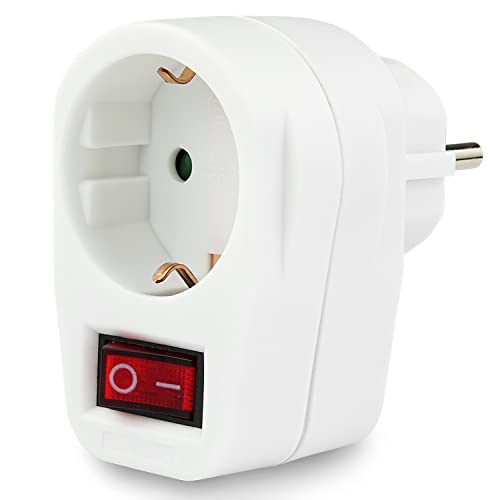 PerfectHD Schutzkontaktsteckdose - schaltbare Steckdose - Stecker schaltbar - Sicherheitsschalter - beleuchteter Schalter Cover
