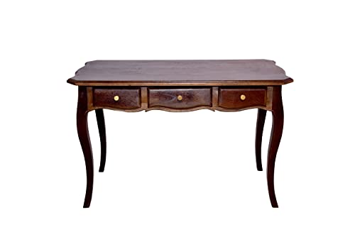 Image of WOODY Furniture Solid Wood Multipurpose Three Drawer Table Study Table | Wooden Console Table for Bedroom | Sheesham Wood Entryway Table with Storage (Natural Rough Finish)