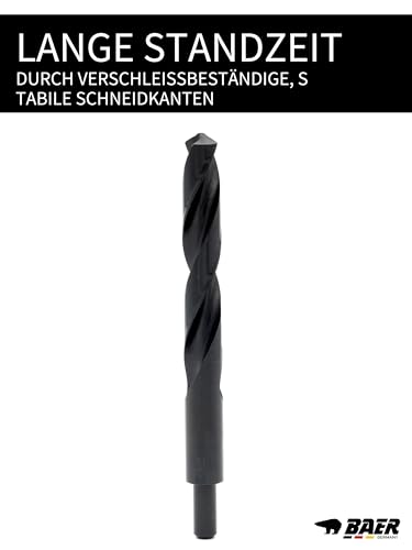 BAER HSS Spiralbohrer (reduzierter Schaft 13mm) 15,50 mm - Stahlbohrer - Bohrer - Metallbohrer rollgewalzt - Schnellarbeitsstahl