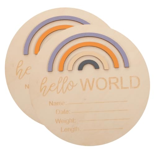 Vaguelly 2 Pcs Baby Month Cards Announcement Props Round Wooden Sign for Newborn Birth Announcement Name Sign