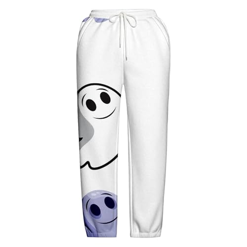 Girls Halloween Ghost Print Sweatpants Drawstring Long Bottom Sporty Active Joggers Baggy Casual Pants3