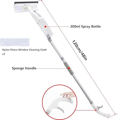 Image of Rubber Cleaner Window Screen Squeegee with Spray Professional Window Squeegee Cleaner, Spray Type Window Cleaner, PP Aluminum Rod, Floating Mechanism Wiping Head, Glass Cleaning Tools