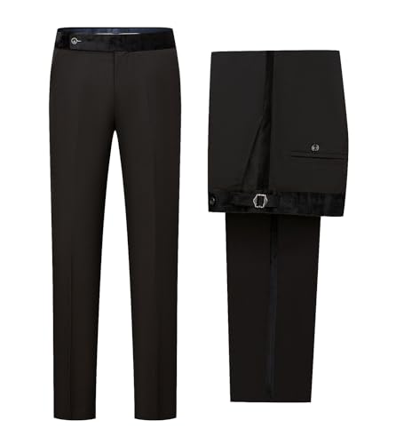 Velvet Men's Black Suit Pants Expandable Waist Classic Fit Flat Front Dress Pant Regular and Big & Tall Sizes
