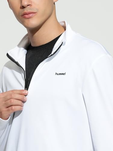 Image of hummel Molin Half Zip Regular Fit Solid Gym Sweatshirt for Men- Premium Polyester Workout Pullover - Comfortable Athletic Training Top