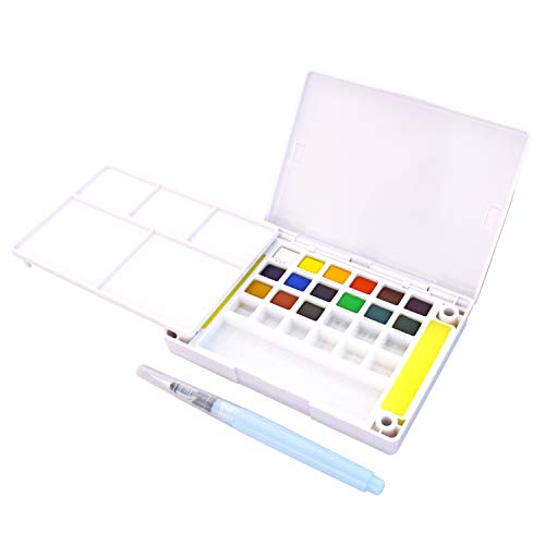 サクラクレパス 絵の具 固形水彩 プチカラー 15色+ 水筆入り NCW-15H