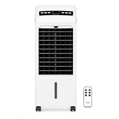 MYLEK Air Cooler Portable Evaporative 4L Water Oscillating Fan Humidifier 75W For Cooling Bedrooms Home Office with Remote Control And 4 Ice Packs