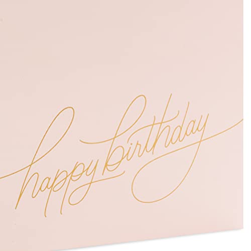 Image of Hallmark Signature Studio 7 inch Medium Square Birthday Gift Bag with Tissue Paper (Blush Pink, Gold Foil Happy Birthday) for Wife, Daughter, Sister, Aunt, Teen