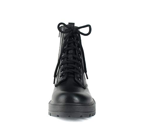 soda firm - lug sole combat ankle bootie lace up wside zipper