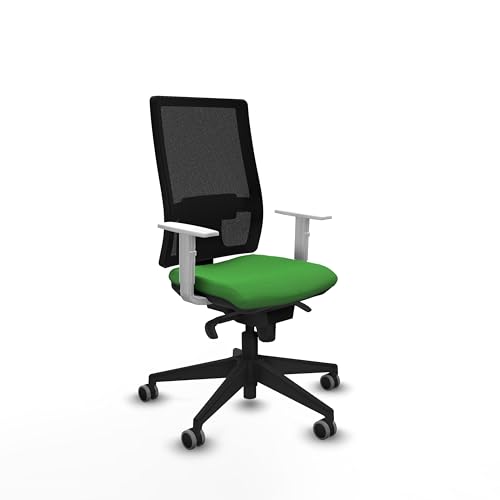 Piqueras y Crespo   Comprar Silla de Oficina Modelo Horna con Brazos Blancos, Mecanismo sincro 5 Posiciones, Respaldo Regulable y Apoyo Lumbar 1D.