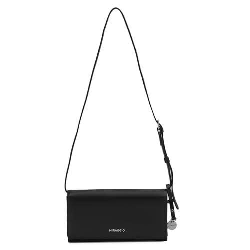 Image of Miraggio Carly Wallet with Adjustable & Detachable Strap | Two Main Compartments | 4 Card Slots | Women Wallets | Gift Items for Women (Black)