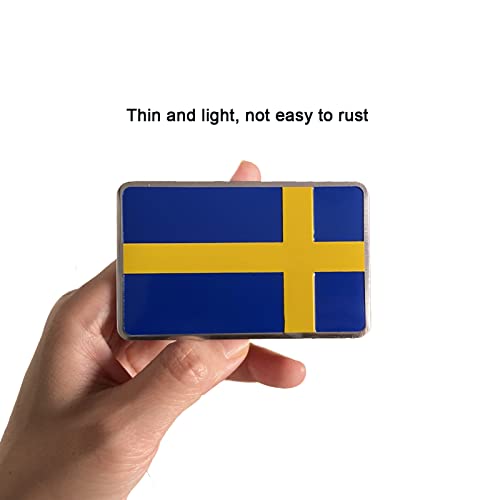 Image of Blue Yellow 8x5cm Swedish Sweden Flag Logo Car Sticker 3.15x1.97inch Aluminium Auto Body Emblem Badge Decal