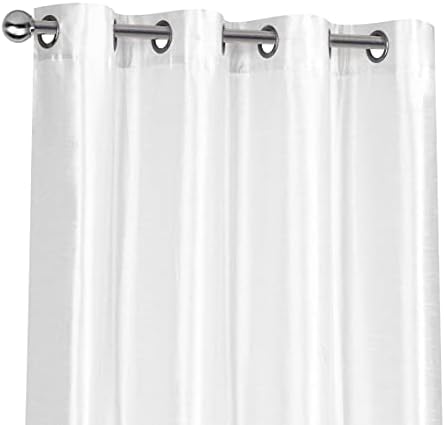 Regal Home Collections 2 Pack Semi Sheer Faux Silk Grommet Curtains - Assorted Colors (White)