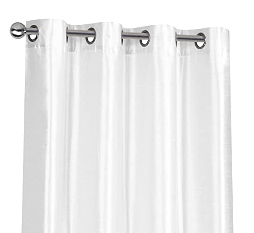 Regal Home Collections 2 Pack Semi Sheer Faux Silk Grommet Curtains - Assorted Colors (White) #TOP6