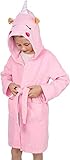 Bademantel Kinder Teenager Mädchen Jungen Kapuze Nachtwäsche Strandtücher Morgenmantel Starke Wasseraufnahme 6-8 Jahre, Rosa
