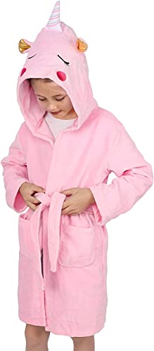 Peignoir de Bain Enfant Coton à Capuche Robe de Chambre Enfant Souples Et Absorbantes Peignoir Pour Garçon Fille 6-8 Ans, Rose Cover