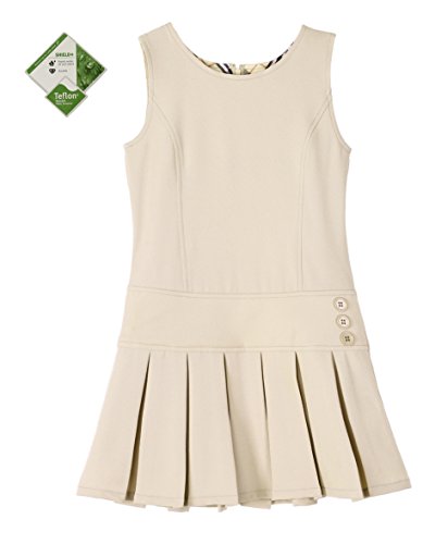 Bienzoe Girls School Uniform Jumper: Stretch Pleated Durable Kids Knee Length Sleeveless Dress2
