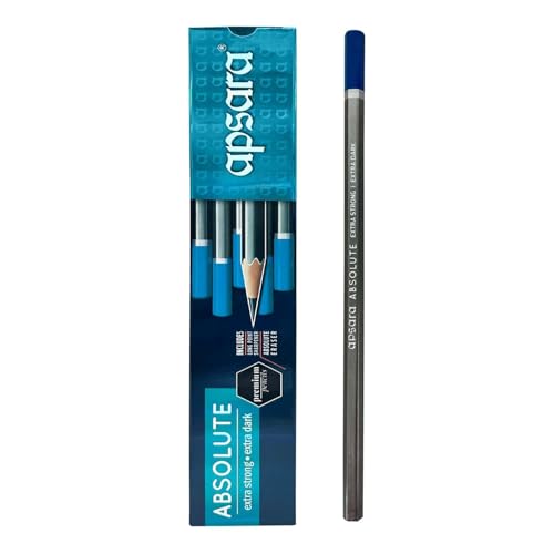 Image of Apsara Absolute Wooden Pencils | Premium Black and Dark Hexagonal Body for Strong Grip & Good Handwriting | Free Sharpener & Eraser | Pack of 20 Pencils