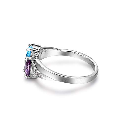 Glamcarat Sterling Silver Mothers Ring With 2 Heart Birthstones, Personalized Customized Engraved Jewelry For Women (7) #TOP4