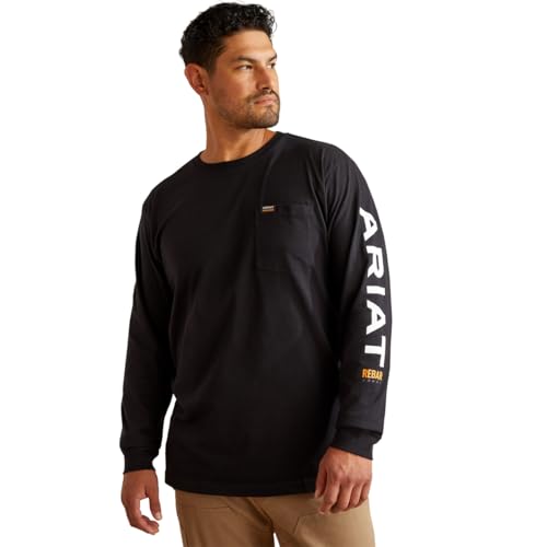ARIAT Rebar Cotton Strong Standard Logo Pocket T-Shirt Black/White Large