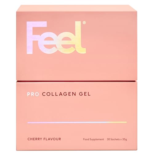 Feel Pro Collagen Gels Cherry Flavour 5g Collagen Per Serving Gluten Free Promotes Healthy Hair Beautiful Skin and Nail Support Liquid Gel (30 Gels)