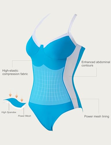 Image of SUUKSESS Womens Tummy Control One Piece Swimsuit Sexy Crisscross Back Bathing Suit