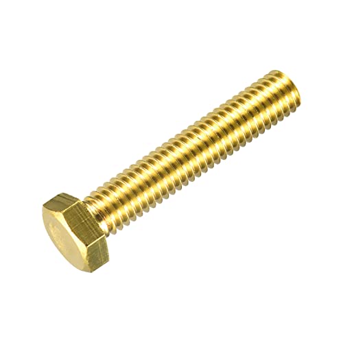 Image of uxcell Brass Hex Bolts, 3 /8-16x2 1pcs Fully Thread Grade 4.8 Solid Brass Hexagon Head Bolt Machine Screws for Machinery